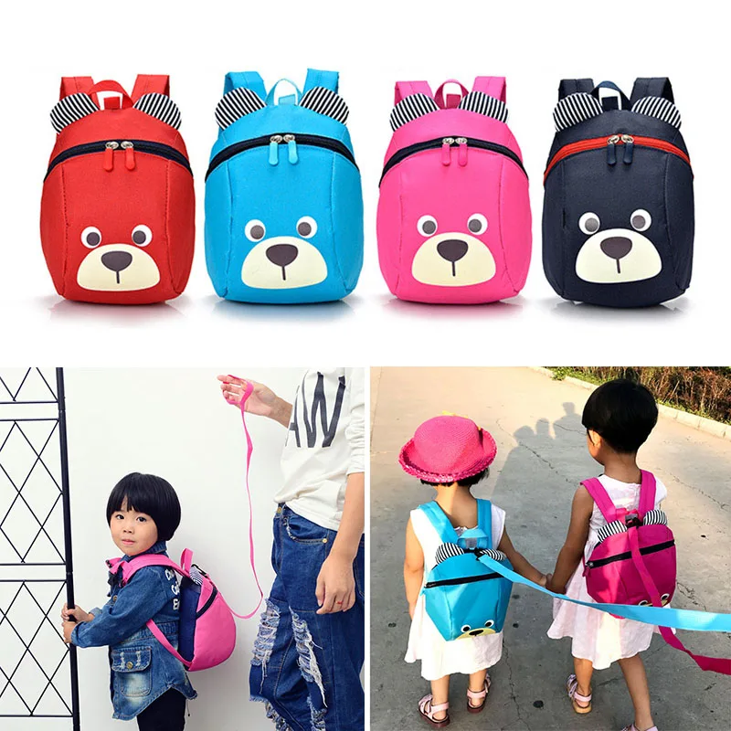 Fashion Children Backpack Anti lost Canvas font b Bag b font Cartoon Animal Bear Pattern Kindergarten