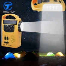 TRANSCTEGO светодиодный Динамо Солнечный светодиодный фонарик многофункциональное радио USB зарядное устройство Аварийная сигнализация наружная походная лампа