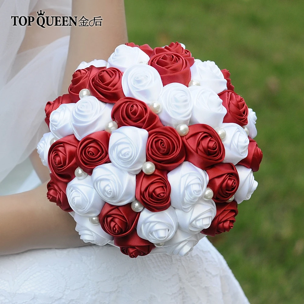 

TOPQUEEN F4-WRD Flower Bride Wedding Bouquet With Artificial Rose Flowers Rose Color Can Customized Any Colors Wedding Bouquet