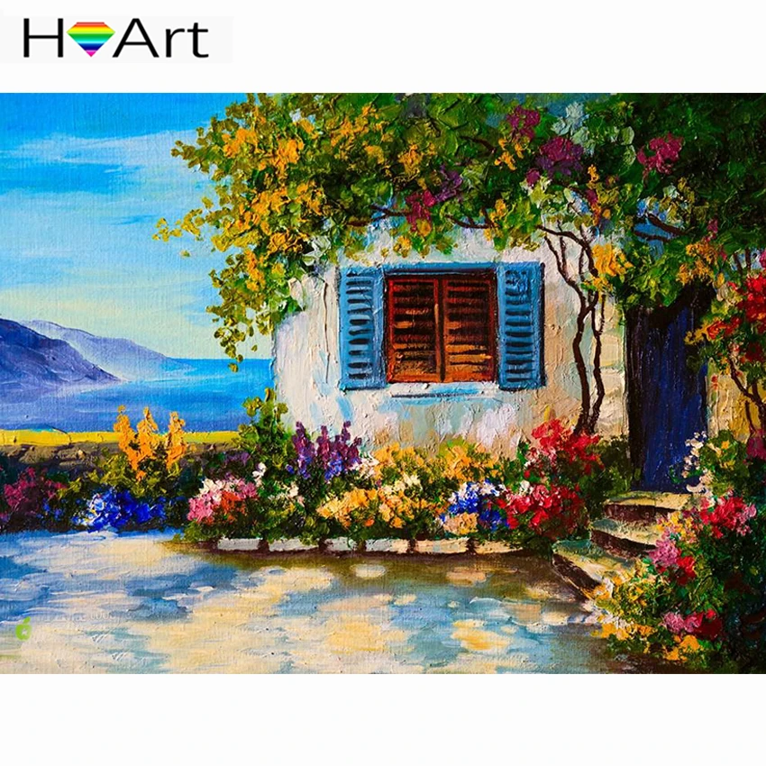Diamond Embroidery Flower House Handmade Gift Full Square Sets Painting Cross Stitch Picture of Rhinestones Needlework | Дом и сад