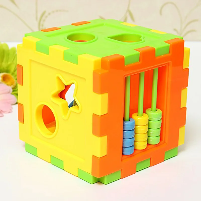 New Colorful Baby Block Toys Plastic Children's Educational Toy Box Shape Geometry Matching Blocks Funny Gift For Kids Children | Игрушки