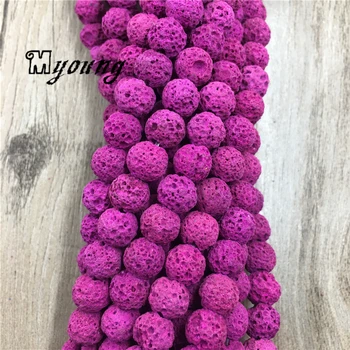 

Rose Red Natural Lava Beads,Round Matt Nature Stone beads,Pink Vesuvianite Beads For DIY Jewelry 5 Strands/lot MY1647
