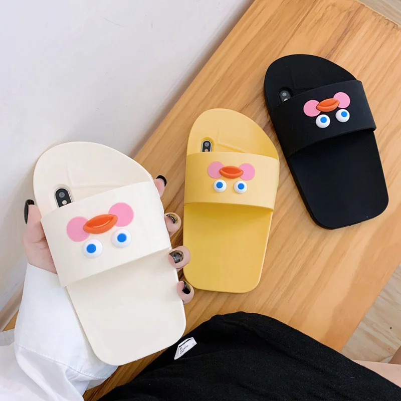 

Funny slippers Shoes Phone Case For iphone X XR XS Max Cover For iphone 7 8 plus 6 6s Case Cute Duck Soft Silcone Cases Capa