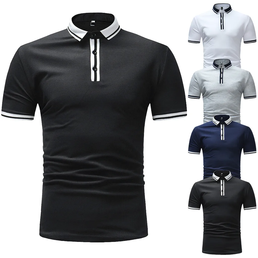 

Fashion tee shirt homme Mens Buttons Design Half Cardigans Short Sleeve Patchwork Casual T Shirt Top a maniche corte da uomo #C