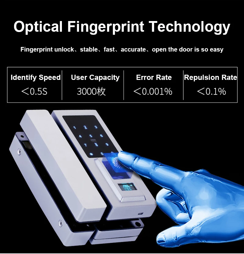 Смарт ключа с отпечатками пальцев биометрический замок с карта пароль для Офис бескаркасная стеклянная дверь доступа Управление XM-Q1