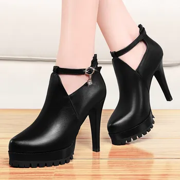 

New Spring Women Boots Fashion Black Color Pointed Toe Thin Heels Shoes Women Party Nighclub Sexy High Heels Boots YG-A0181