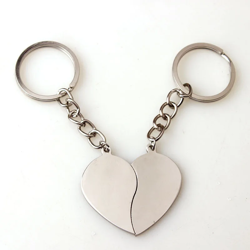 

2015 New Design Romantice Couples Breakable Heart Keychain Half Heart Couple Pendant Keychian Best Present For Girlfriend