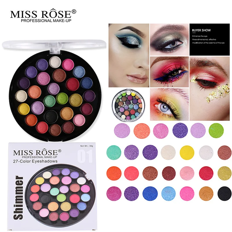 

27 Colors Miss Rose Eye Makeup Shimmer Eyeshadow Palette Matte Nude Eye Shadow Cake Cosmetic Kit