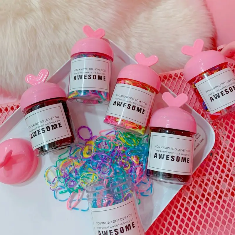 Children Baby Girls Elastic Rubber Band Sweet Macaron Candy Color Hair Ropes Colorful Mini Ponytail Holder Tie Gums Rings With