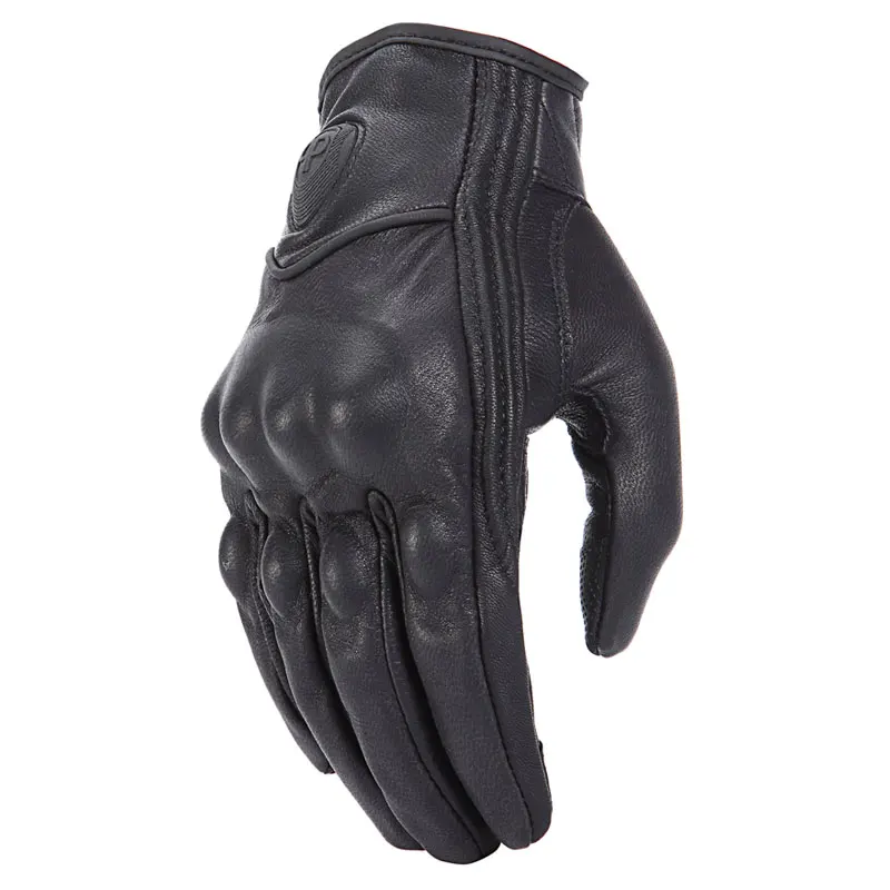 Ретро мотоциклетные перчатки, перфорированные, из натуральной кожи, с сенсорным экраном, для мужчин и женщин, мото водонепроницаемые перчатки, перчатки для мотокросса - Цвет: No-Perforated