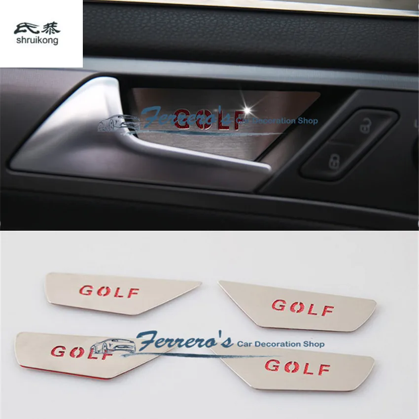 

Free shipping 4pcs/lot for Volkswagen VW golf 7 MK7 cars interior door bowl stainless steel decorated sequins