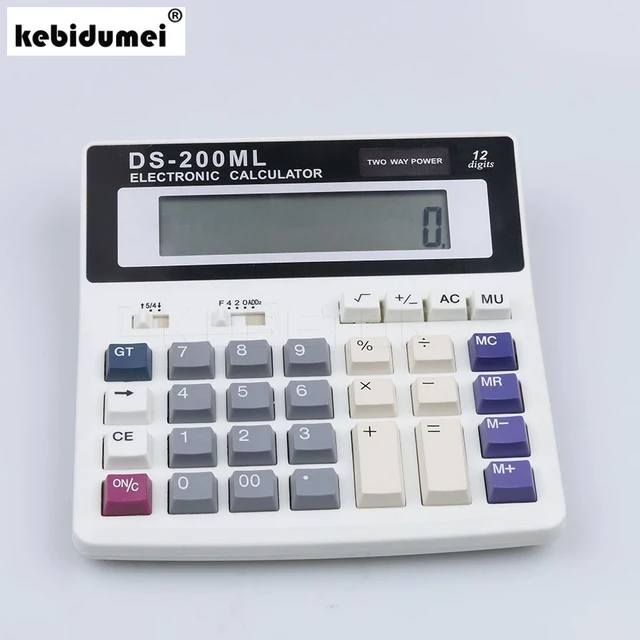 kebidumei New Office calculator DS-200ML Muti-function calculator Large keys 12 Digits Big display Dual power computer keys