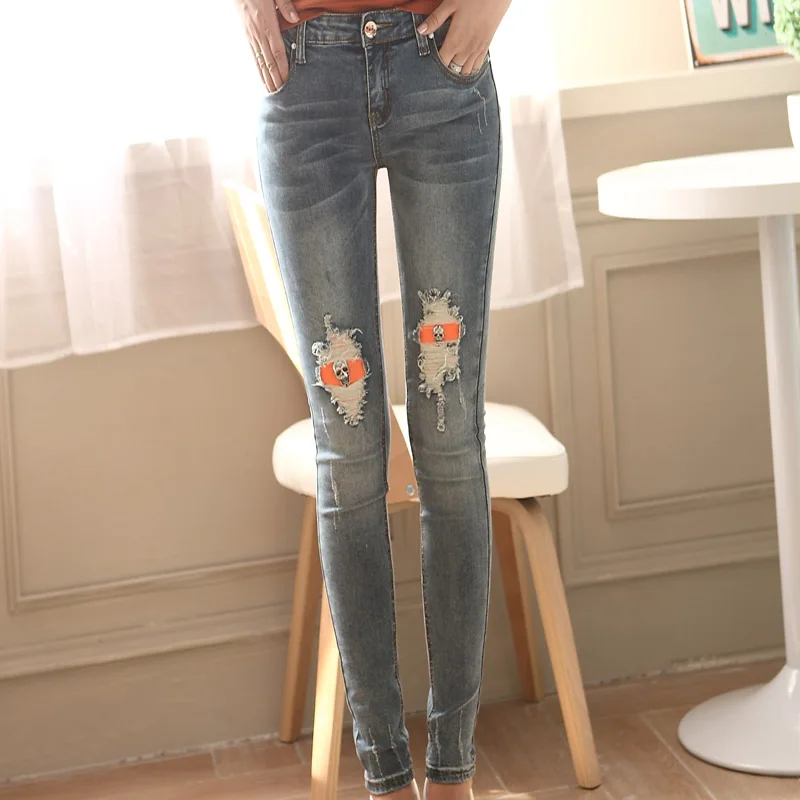 Sexy Women Destroyed Ripped Distressed Fit Denim Pants