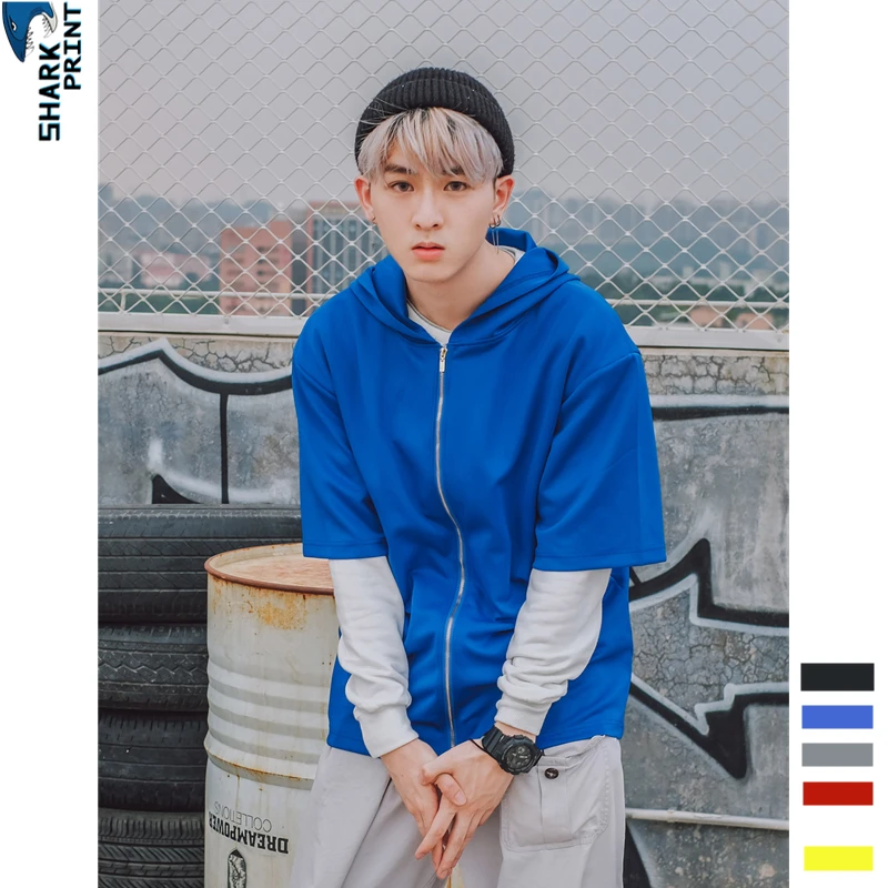 half sleeve hooded jacket