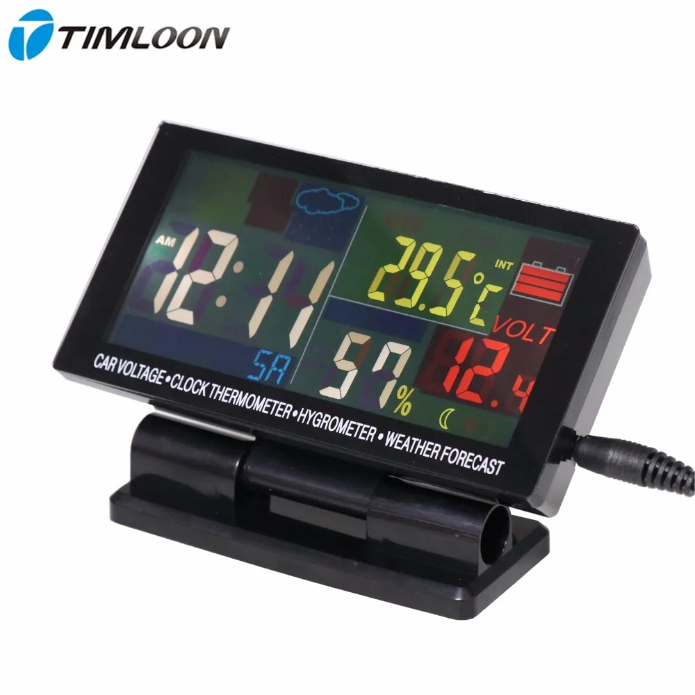  12V-24V Car VoltageClock ThermometerHygrometerWeather Forecast Monthly Calendar With Color Display 