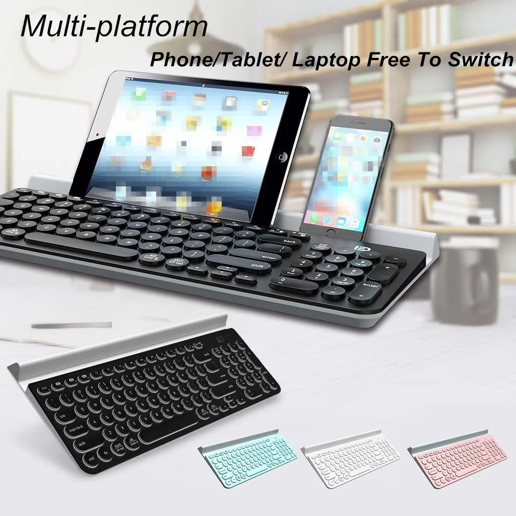 Wireless Keyboard With Round Keycap For Phone/Tablet/Laptop Wireless Keyboard Bluetooth Keyboard Teclado for iPad Tablet Wireless Keyboard With Round Keycap For Phone/Tablet/Laptop Wireless Keyboard Bluetooth Keyboard Teclado for iPad Tablet