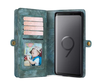 

Multifunctional Business Luxury Leather Wallet Zipper Wallet Case Detachable Magnetic Back Cover Case For Samsung galaxy S9 PLUS