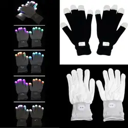 Мигающие перчатки светящиеся 7 Режим светодиодный световое украшение для рейва палец освещение Mitt Новый