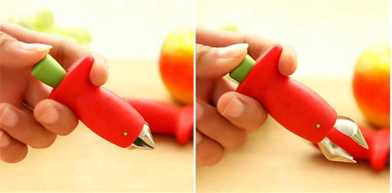 Красный инструмент для удаления чашелистиков с клубники Топ для удаления листьев кухонная утварь томатные стебли нож для фруктов Стволовые гаджет для удаления