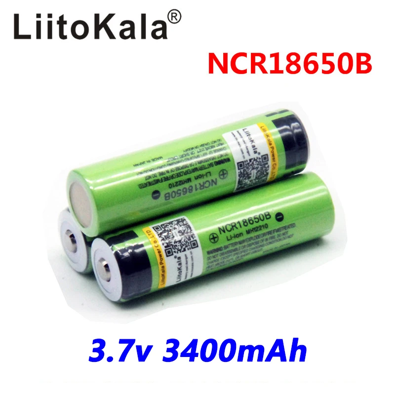 

10PCS 2017 liitokala 18650 3400 Battery 3400mAh 3.7V NCR18650B Rechargeable Li-ion Battery for Flashlight for (NO PCB)