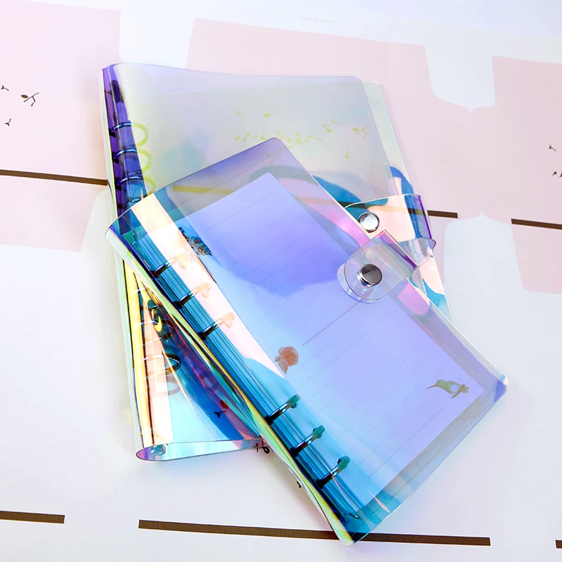 

A5 A6 PVC Creative Laser Loose Binder Notebook Diary Loose Leaf File Folder Weekly Planner Clip School Office Folder Supplies
