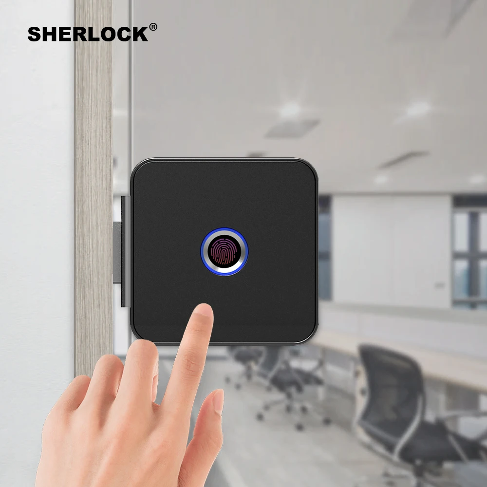 Шерлок Smart Lock Стекло замок двери офиса Keyless Отпечатков пальцев проверки с Bluetooth APP