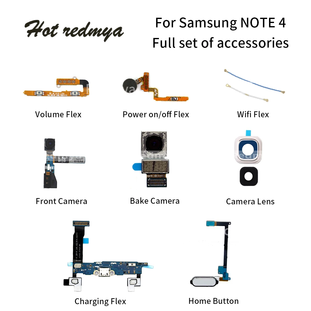 

Power on/off Flex For Samsung Galaxy Note 4 N910 Back Camera+Home Button+Charging Port USB Dock Mobile Phone Flex Cables