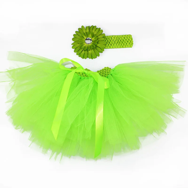 Для новорожденных девочек эластичный ободок и юбка-пачка наряд для фотосессии костюм для младенцев юбка-пачка принцессы с ромашками для детей от 0 до 18 месяцев - Цвет: green