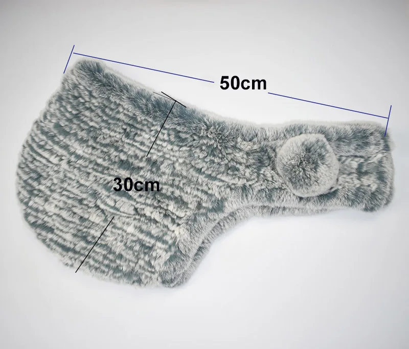 rex rabbit fur scarf hat grey size