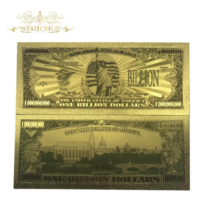 Wishonor Colored American Dollar Banknotes Bill Note One Billion Banknotes In 24k Gold Plated Wonderful Craft For Collection Wishonor Colored American Dollar Banknotes Bill Note One Billion Banknotes In 24k Gold Plated Wonderful Craft For Collection