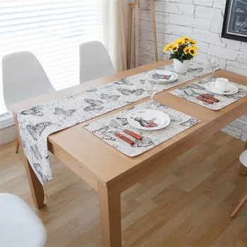 

Butterfly Printed Table Runner Cotton Linen Weding Decoration Home Decoration Accessories Table Runner tovaglia runner da tavola