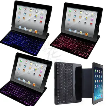 

For Apple ipad 5 Air Original Brand Portable Mental Aluminium Ultra Thin Mute Wireless Bluetooth Backlight Keyboard Case Cover