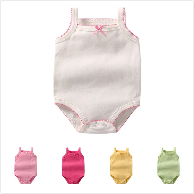 5 pcs/set Newborns Bodysuits For Girls Boys Sleeveless Bodysuits Solid ...
