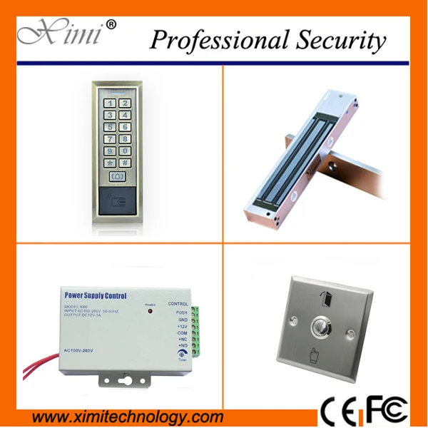 

Good quality metal exit button+180kg magnetic lock+12V3A power supply+RFID card access control single door access control M600