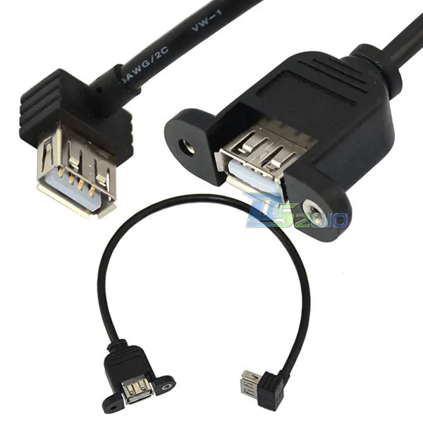 

High Quality USB 2.0 A female socket panel mount to USB female 90 degree up angle plug cable