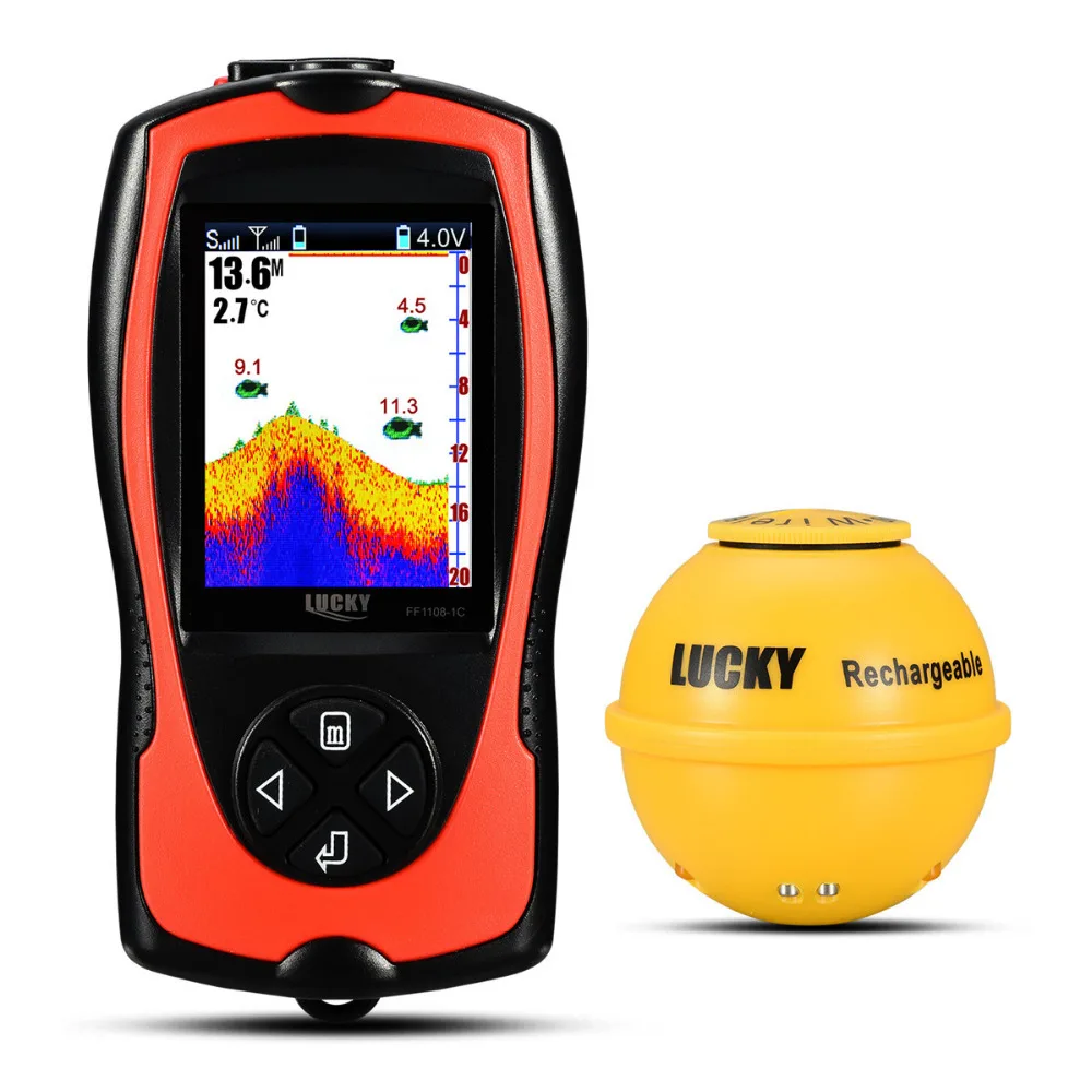 

Lucky FF1108-1CWLA Wireless Sonar Fish Finder Transducer ICE/Ocean/Boat Fish Finder Alarm Fish Finder Sonar Sensor Fish
