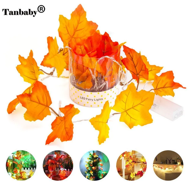 

Fall Leaves Shaped LED String Light 1.5M10L/3M20L Maple leaf Decoration Fairy Lamp four colors AA Battery Powered For Party Home