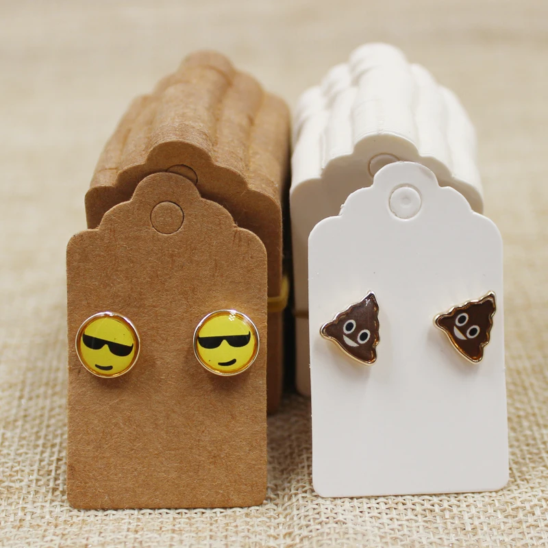 5*3cm 200pcs per lot paper white/kraft stud earring display card blank