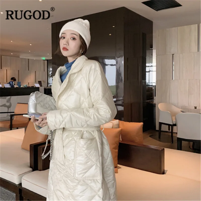RUGOD X Long теплая зимняя женская одежда однотонное женское пальто с широкой талией