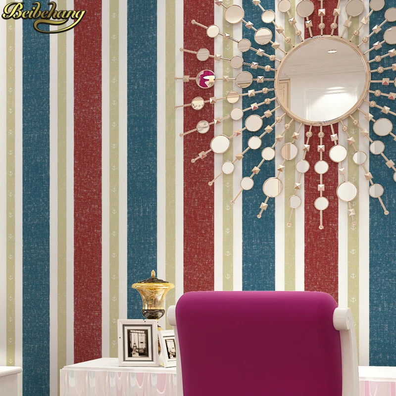 Beibehang Papel De Parede Mediterranean English Stripes Wallpapers For