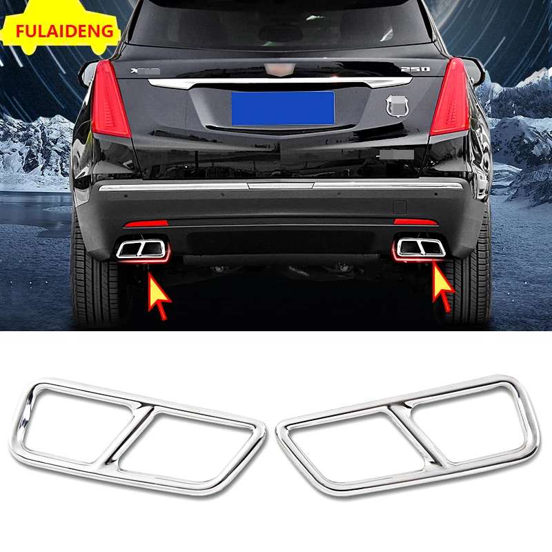 

2pcs For Cadillac XT5 2016-2018 stainless steel Tail Rear Exhaust Pipe Cover Trim Car Styling Accessories