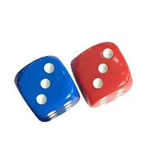 Dadi in plastica 2 pezzi 6 dadi colorati 16mm laterali per giochi da Bar KTV Party (blu e rosso)