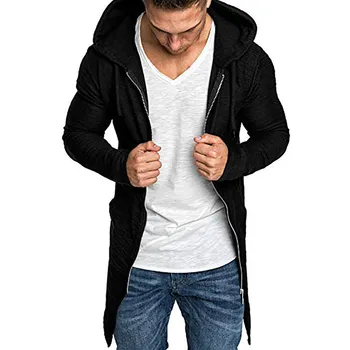 

Men Splicing Hooded Solid Trench Coat Cardigan Long Sleeve Outwear Blouse 3XL jaqueta masculino casaco masculino Jacket 3 colors