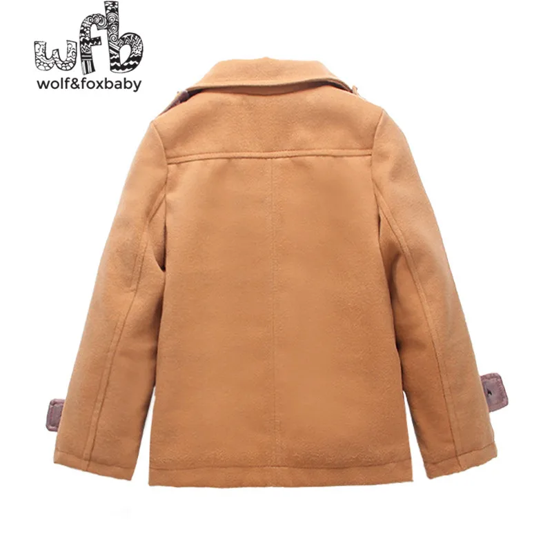 Retail 3-10 years children coats Plus velvet thickening double breasted full-sleeves solid color kids spring autumn fall winter