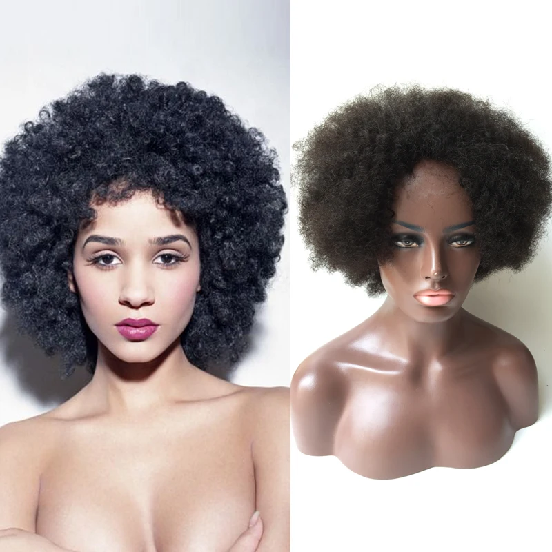 

7A full lace human hair wigs kinky afro wigs glueless lace front human hair wigs for black women