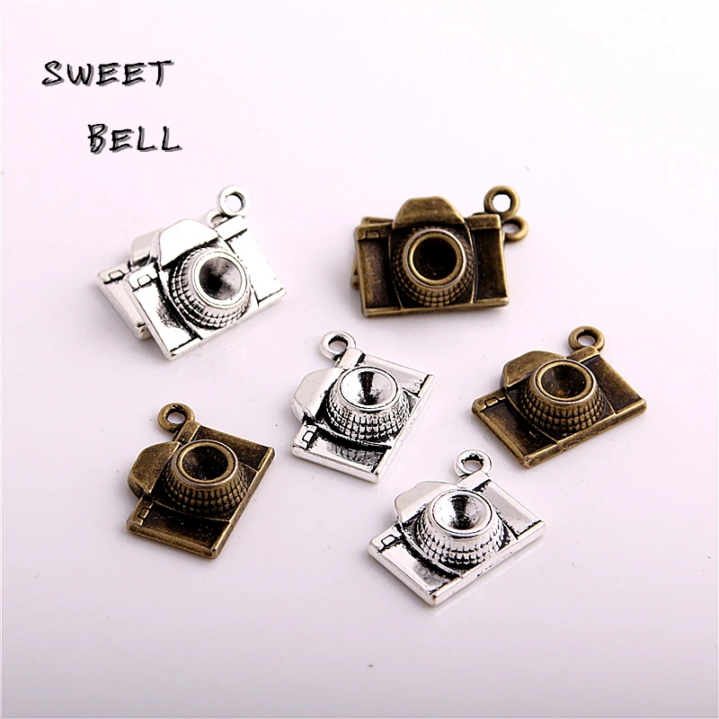

SWEET BELL 30pcs two color Zinc Alloy 3D Camera Charms Diy Jewelry Camera Pendant Charms Making D6126
