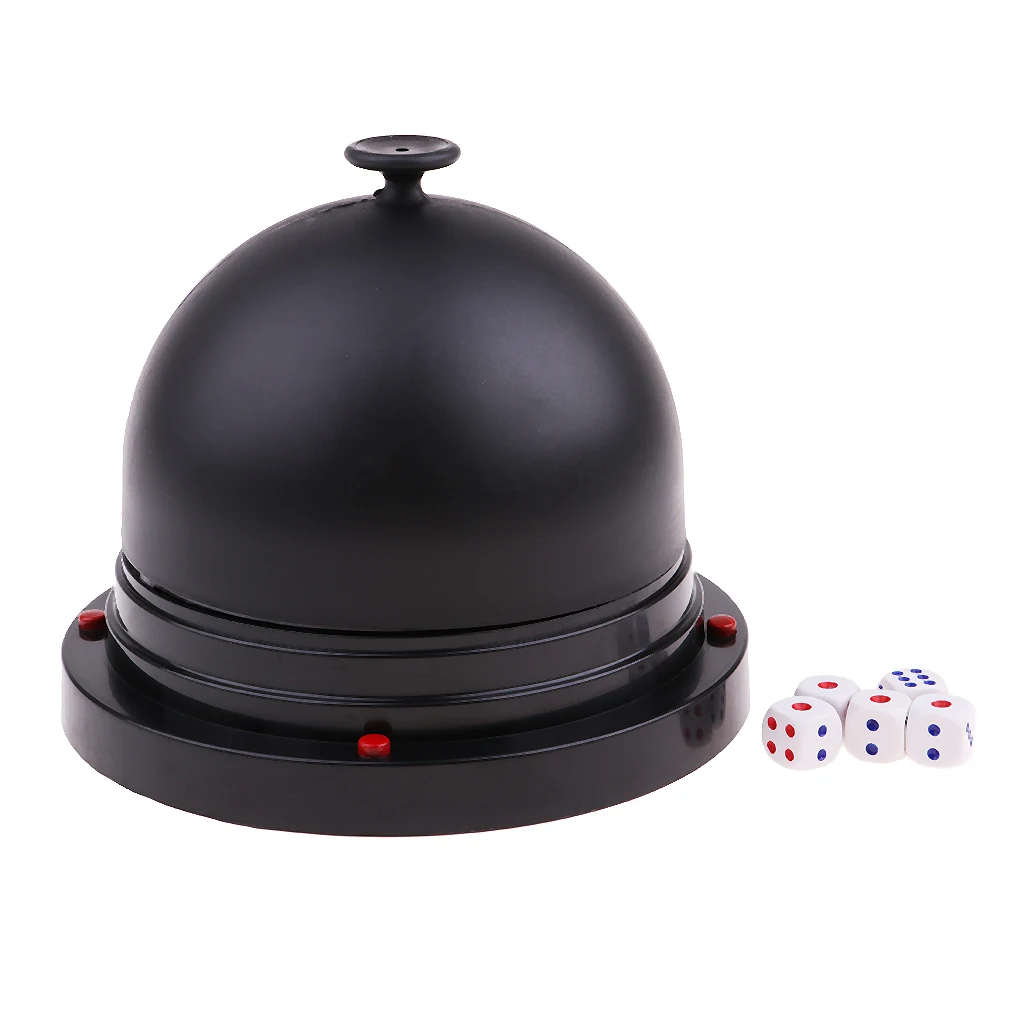 Perfeclan Black Plastic Electric Dice Cup with 5pcs Dice Gambling Party Game Fun Dices Automatic Dice Roller Cup