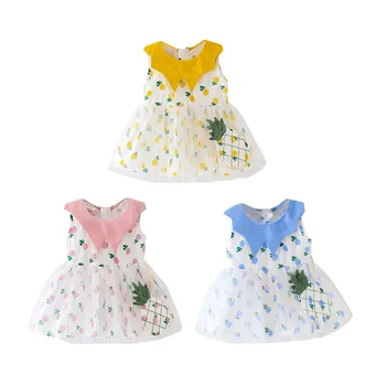 

2019 New Summer Toddler Pineapple Pattern Sleeveless Cotton Dresses Outfits +Bag Lovely Baby Girl Casual Tutu Dress