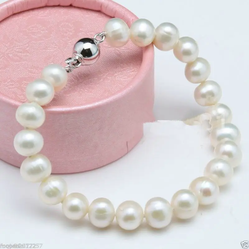 

FREE SHIPPING HOT sell new Style >>>>New 8-9mm White Natural Fresh water Pearl Bracelet 8 inches