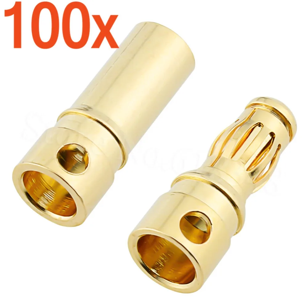 100Sets Female Male 3.5mm Gold Bullet Banana Connectors RC Car Quadcopter ESC Battery Pack Device Electric Motor Wire Parts DIY | Игрушки и